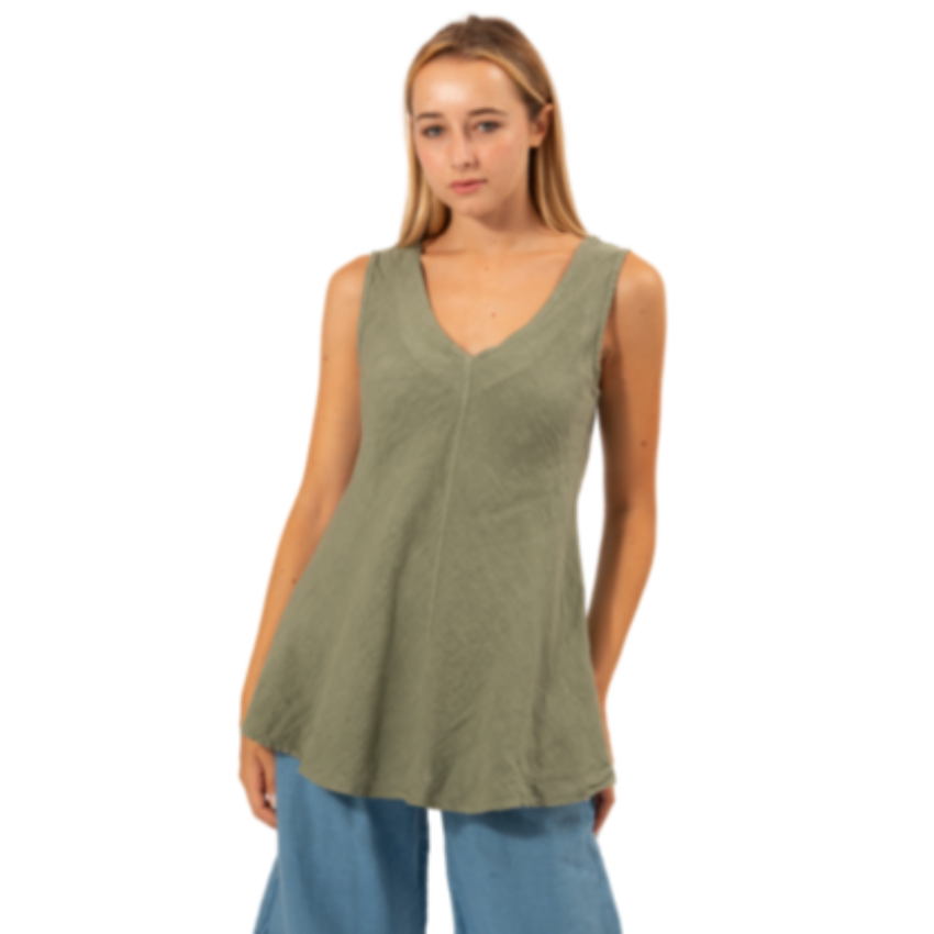 6377 SAGE ITALIAN LINEN TOP