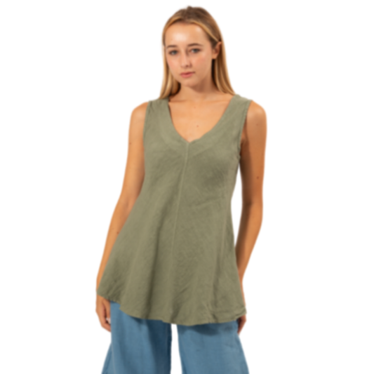 6377 SAGE ITALIAN LINEN TOP