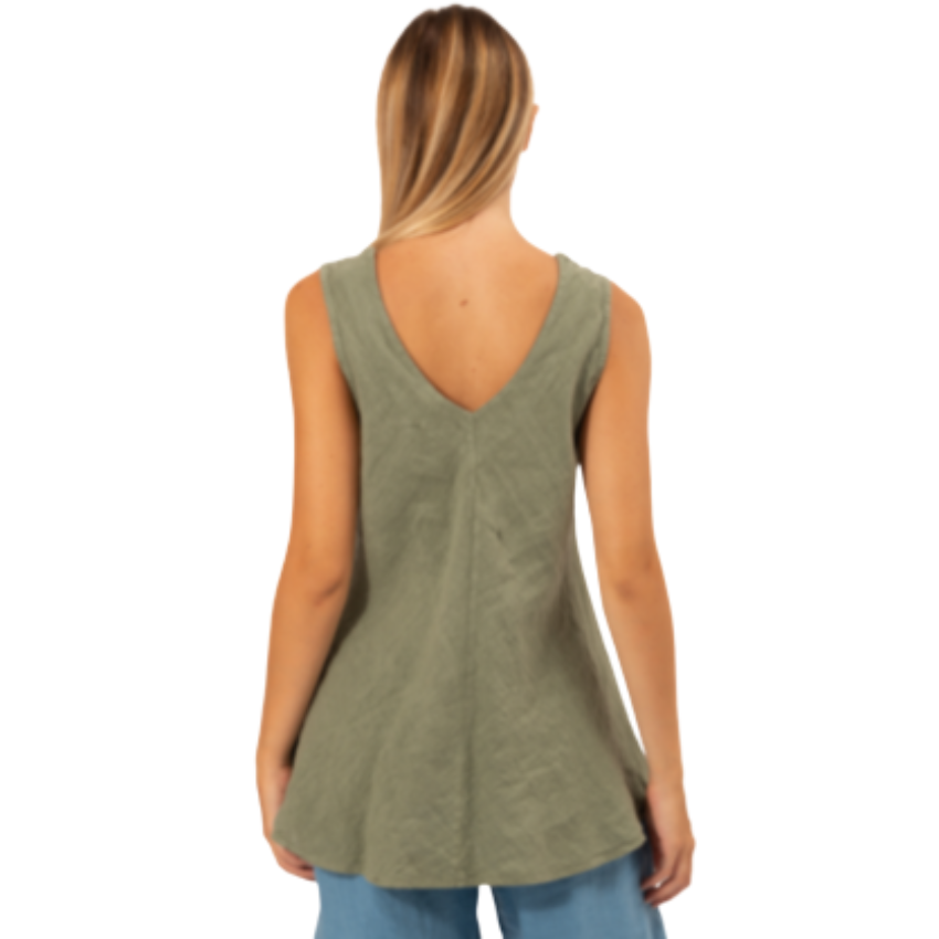 6377 SAGE ITALIAN LINEN TOP