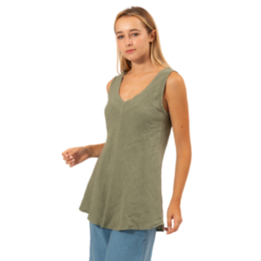 6377 SAGE ITALIAN LINEN TOP