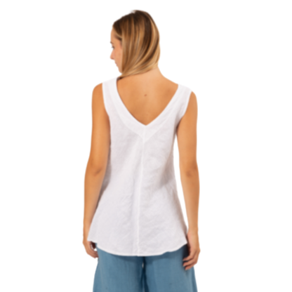 6377 WHITE ITALIAN LINEN TOP