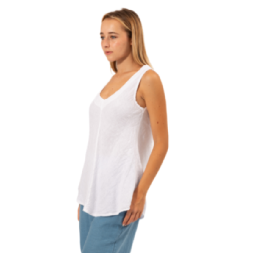 6377 WHITE ITALIAN LINEN TOP