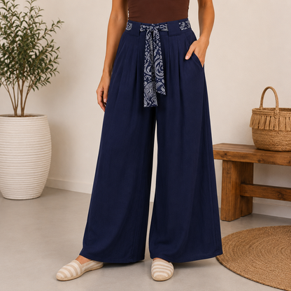 Vera May Italian Linen Navy Pant 6378