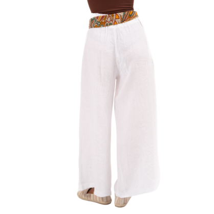 Vera May Italian Linen White Pant 6378