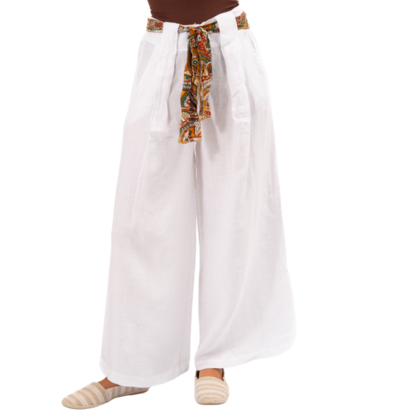 Vera May Italian Linen White Pant 6378