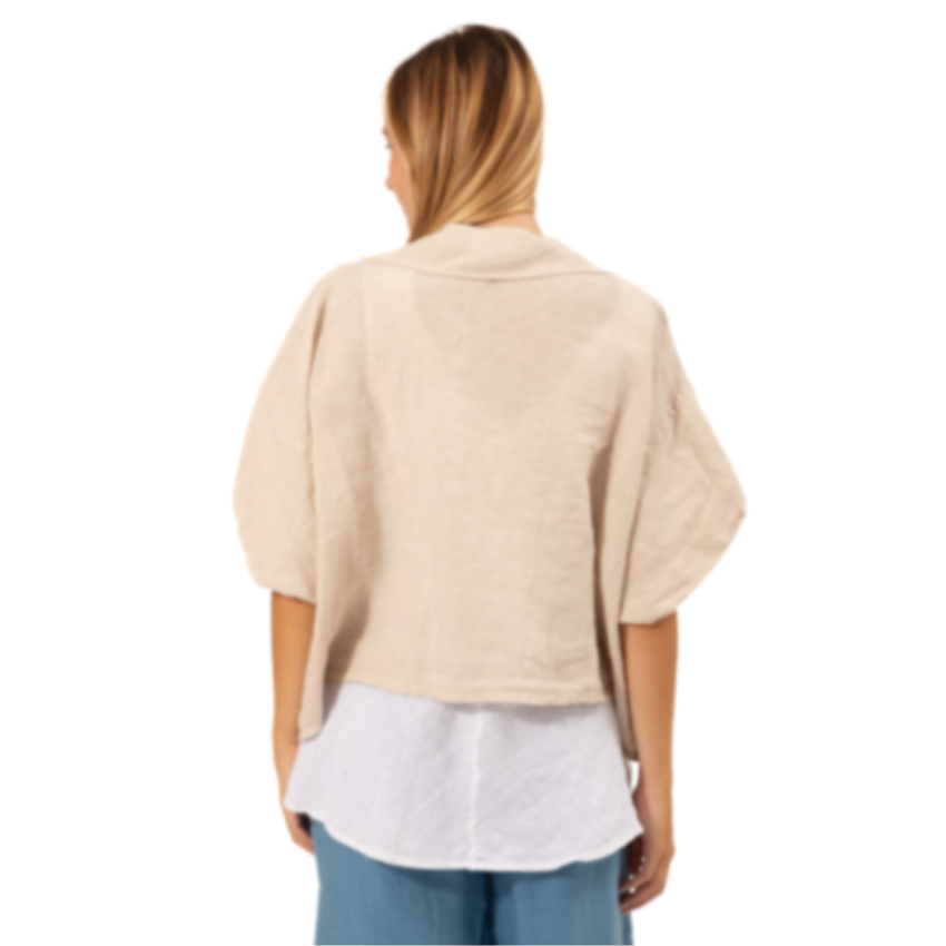 6379 BEIGE ITALIAN LINEN TOP