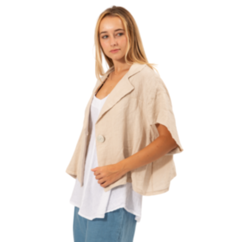 6379 BEIGE ITALIAN LINEN TOP