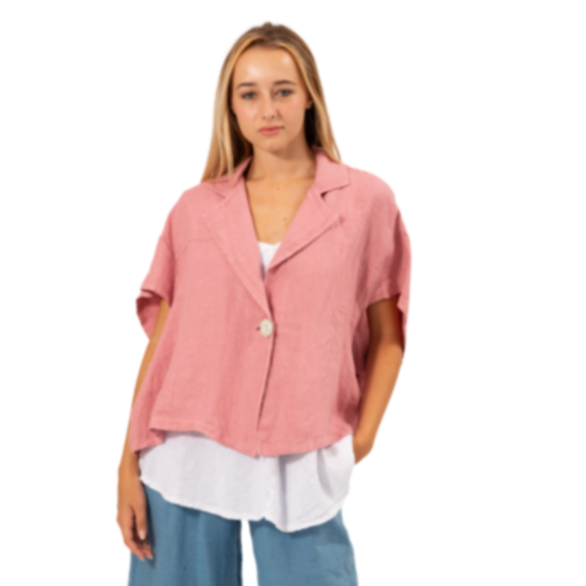 6379 PINK ITALIAN LINEN TOP