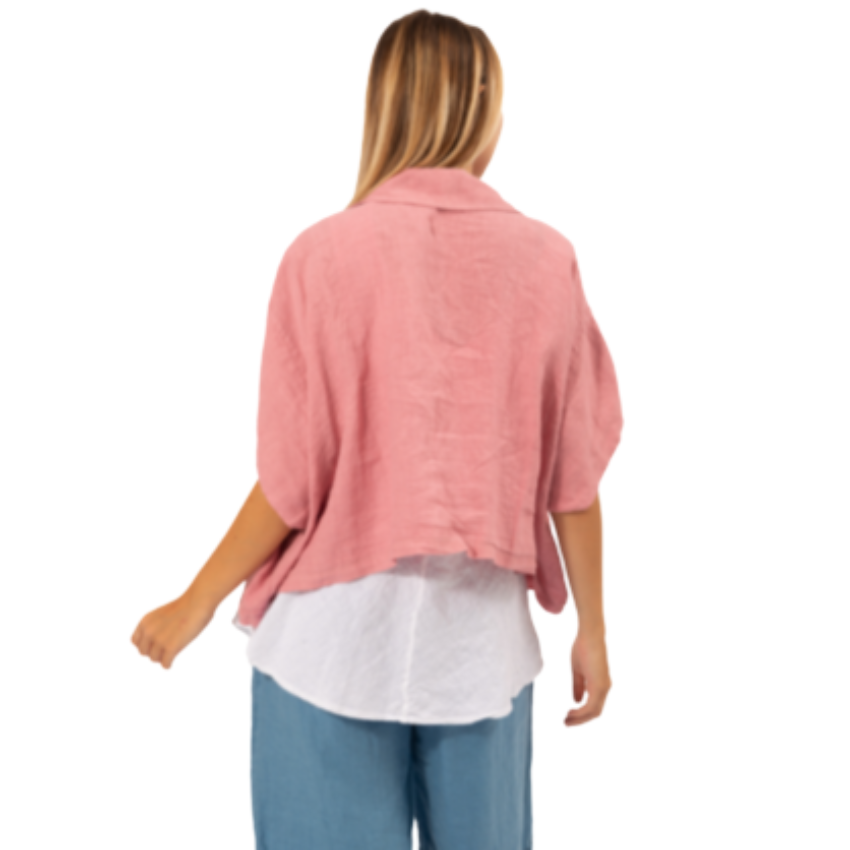 6379 PINK ITALIAN LINEN TOP