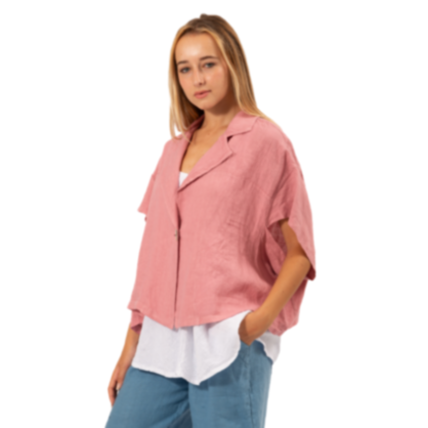 6379 PINK ITALIAN LINEN TOP