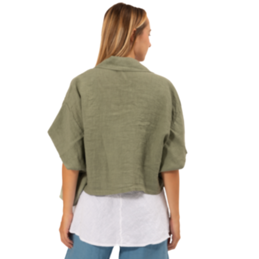 6379 SAGE ITALIAN LINEN TOP