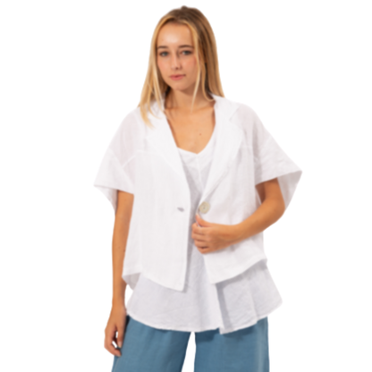 6379 WHITE ITALIAN LINEN TOP