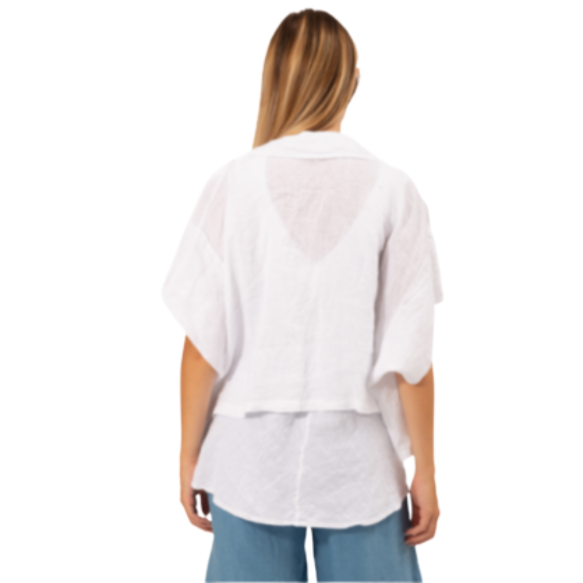 6379 WHITE ITALIAN LINEN TOP