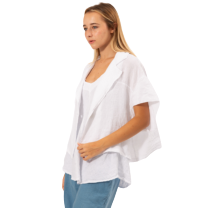 6379 WHITE ITALIAN LINEN TOP