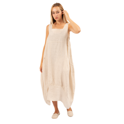 6381 Beige Vera May Italian Linen Dress
