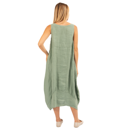 6381 Sage Vera May Italian Linen Dress
