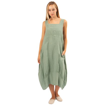 6381 Sage Vera May Italian Linen Dress