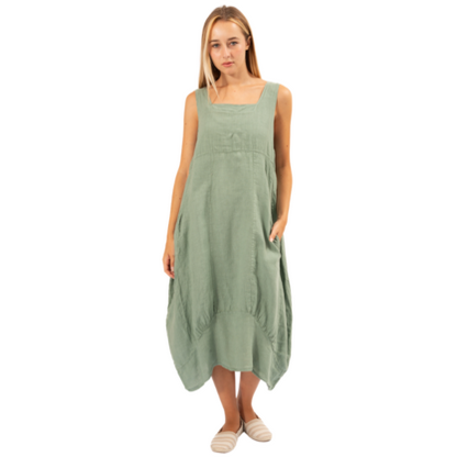6381 Sage Vera May Italian Linen Dress
