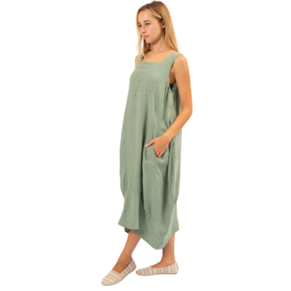 6381 Sage Vera May Italian Linen Dress