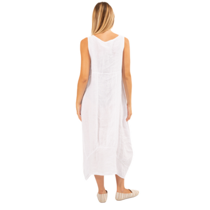 6381 White Vera May Italian Linen Dress