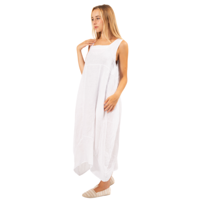 6381 White Vera May Italian Linen Dress