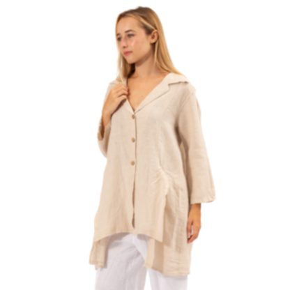 6382 BEIGE LINEN TOP