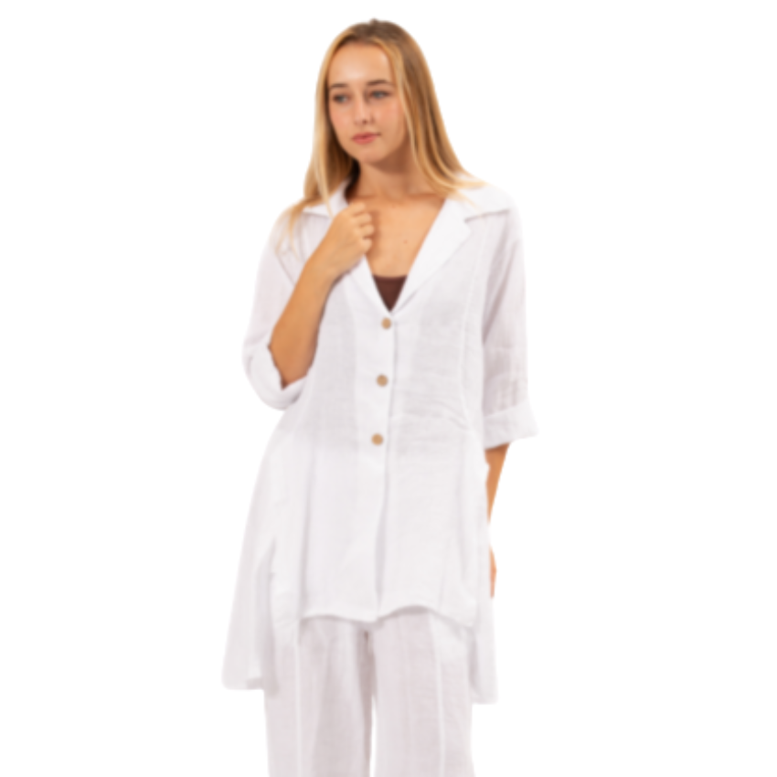 6382 WHITE LINEN TOP