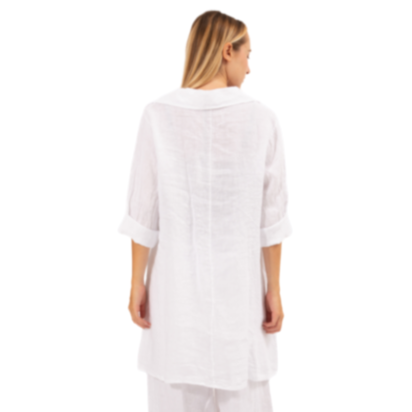 6382 WHITE LINEN TOP