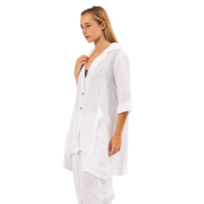 6382 WHITE LINEN TOP