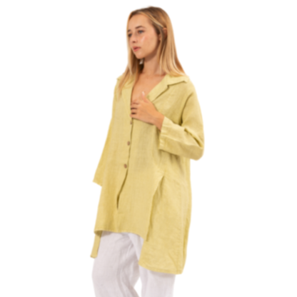 6382 WASABI LINEN TOP