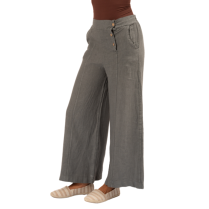 Vera May Italian Linen Topo Grey Pant 6383