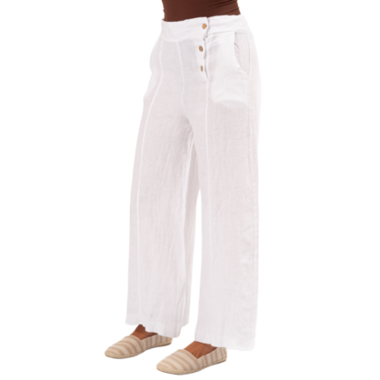 Vera May Italian Linen White Pant 6383