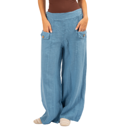 Vera May Italian Linen Denim Pant 6385