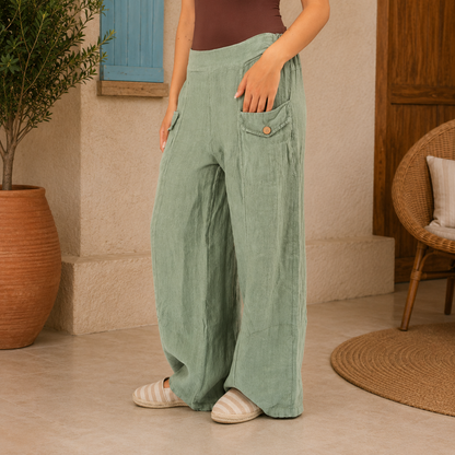 Vera May Italian Linen Sage Pant 6385