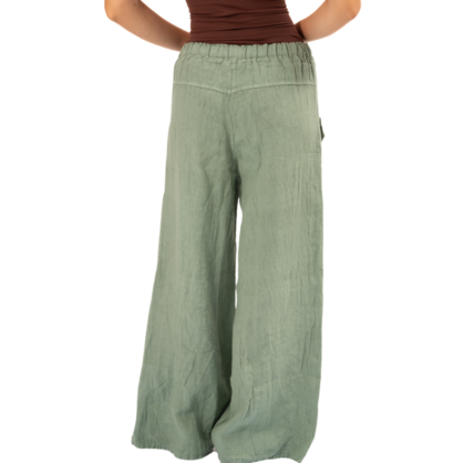 Vera May Italian Linen Sage Pant 6385