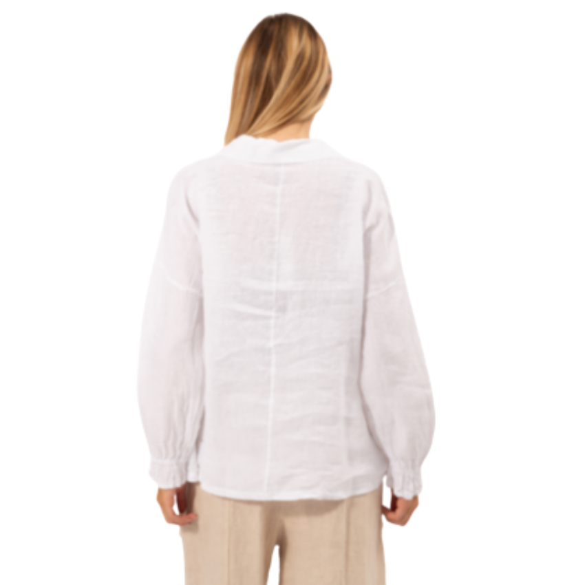 6386 WHITE ITALIAN LINEN TOP