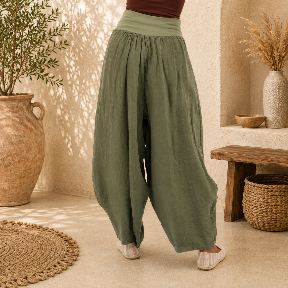 Vera May Italian Linen Sage Pant 6387