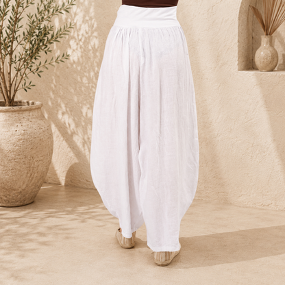 Vera May Italian Linen White Pant 6387