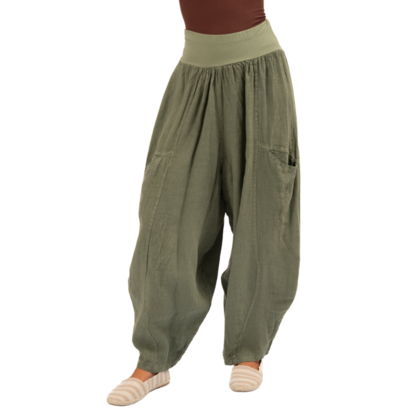 Vera May Italian Linen Sage Pant 6387