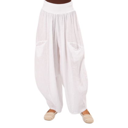 Vera May Italian Linen White Pant 6387
