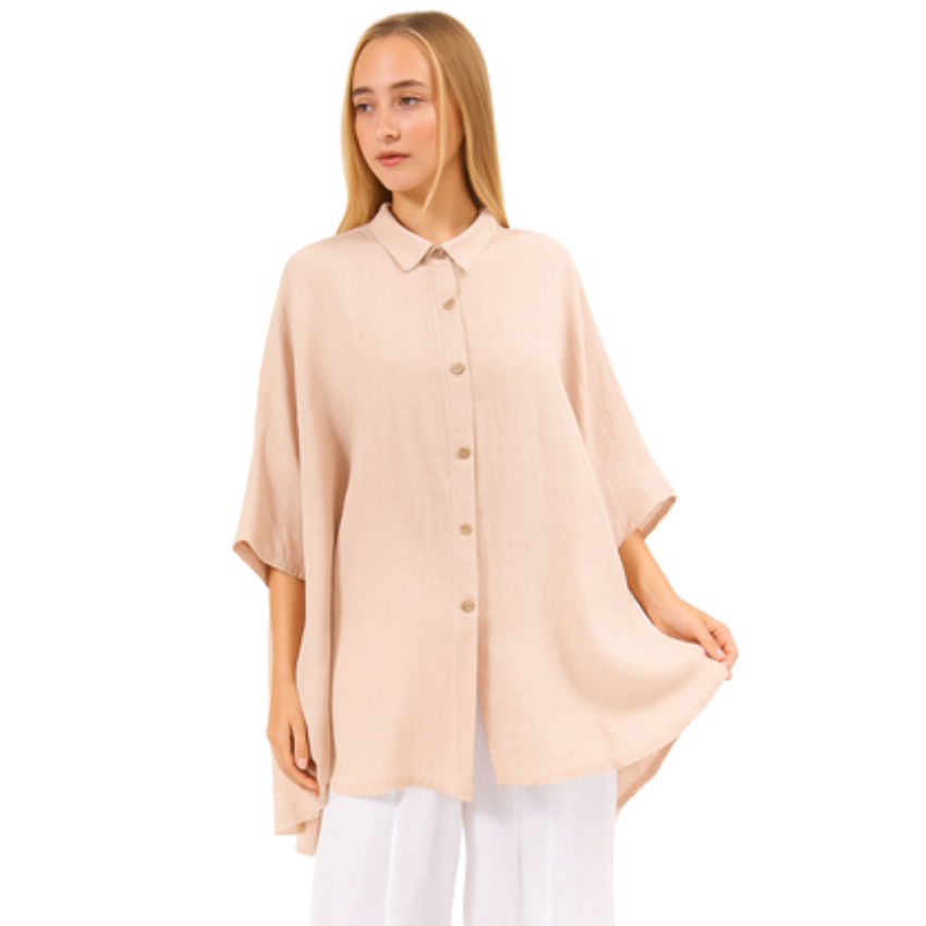 6389 PINK ITALIAN LINEN TOP
