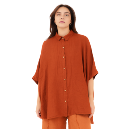 6389 RUST ITALIAN LINEN TOP
