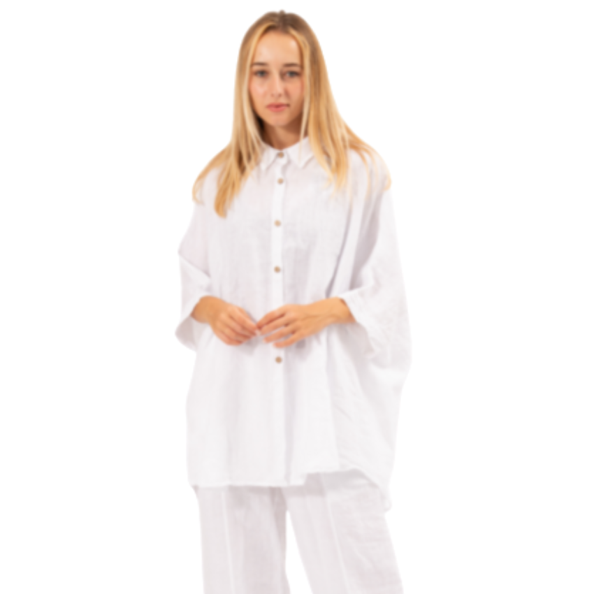6389 BIANCO ITALIAN LINEN TOP