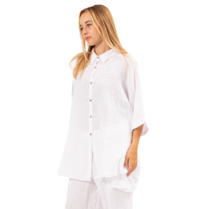 6389 BIANCO ITALIAN LINEN TOP