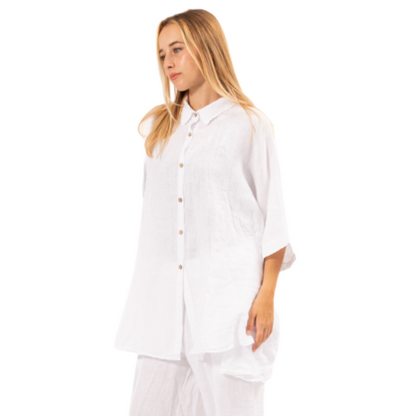 6389 BIANCO ITALIAN LINEN TOP