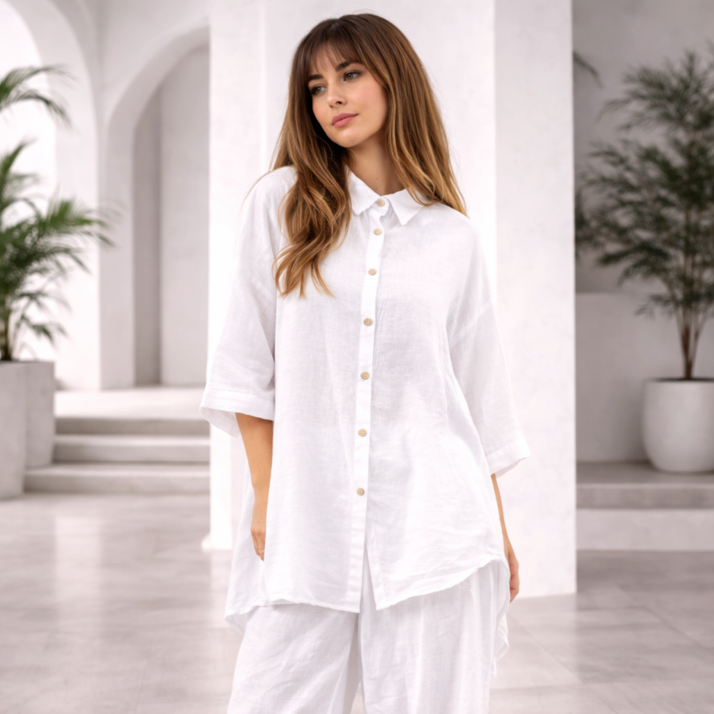 6389 BIANCO ITALIAN LINEN TOP