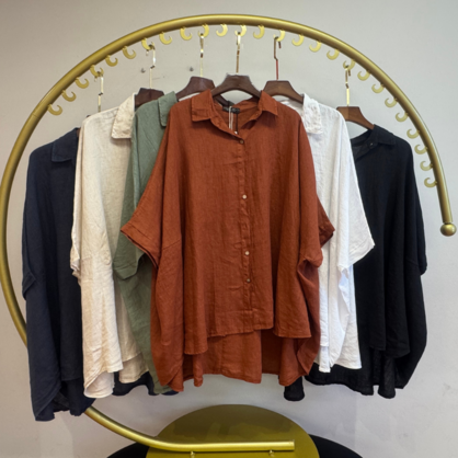 6389 CHOCOLATE ITALIAN LINEN TOP