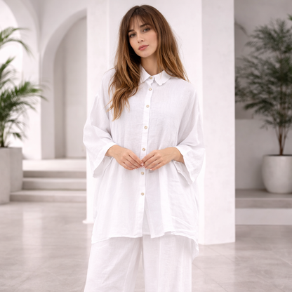 6389 BIANCO ITALIAN LINEN TOP