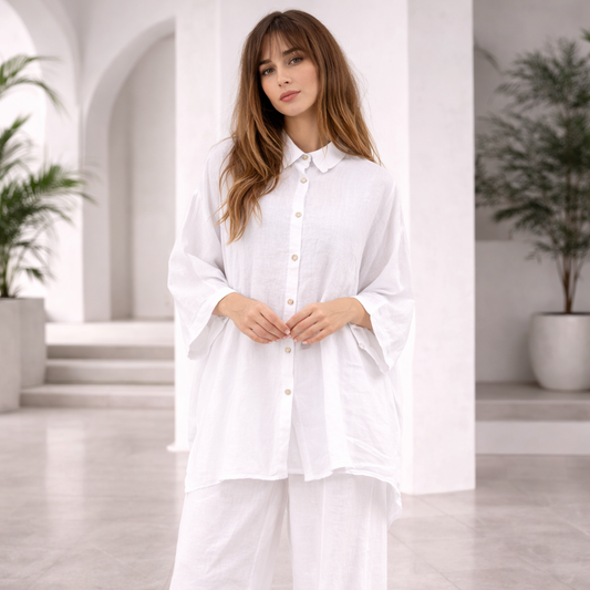 6389 BIANCO ITALIAN LINEN TOP