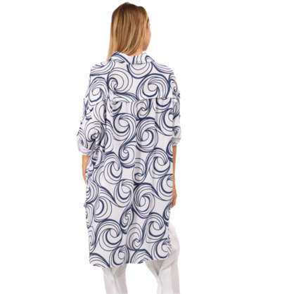 VERA MAY ITALIAN NAVY/WHITE VISCOSE TOP 6394